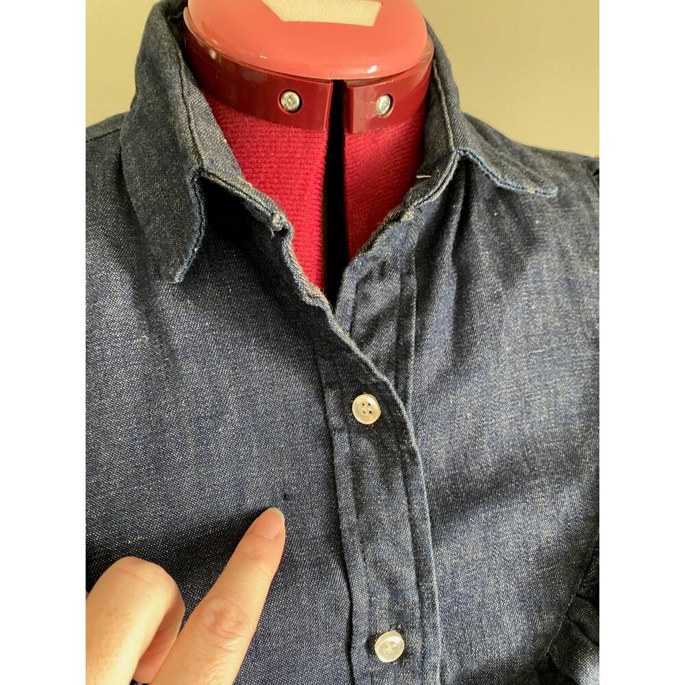 Lee Chambray button down ruffle front dark wash 1… - image 7